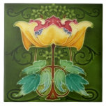 Ceramic Tile - Yellow Floral Art Nouveau<br><div class="desc">Beautiful decorative tile for your home.</div>