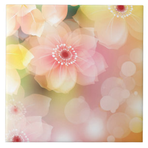 Ceramic Tile - Yellow Pink Floral Modern