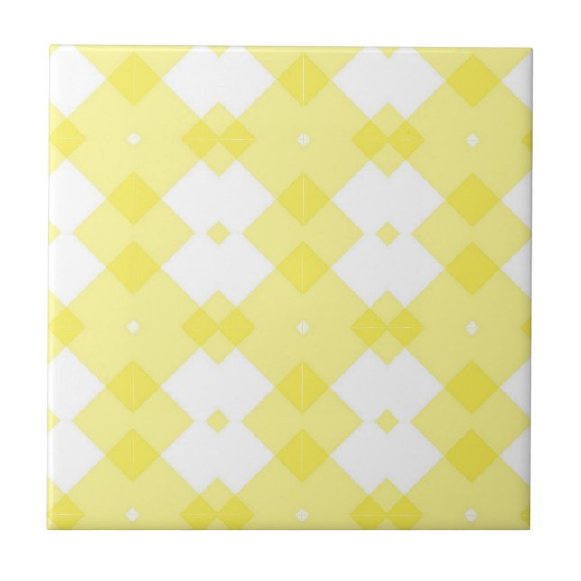 Ceramic Tile Yellow & White Stripe Square (Front)