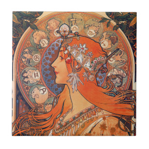Ceramic Tile - Zodiac Art Nouveau Woman