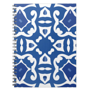 Ceramic tiles azulejo portugal. Vintage seamless p Notebook