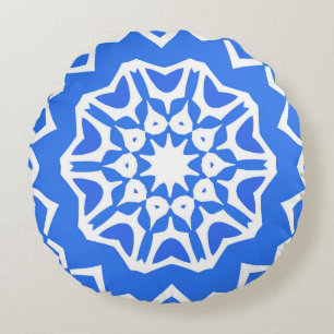 Ceramic tiles azulejo portugal. Vintage seamless p Round Cushion