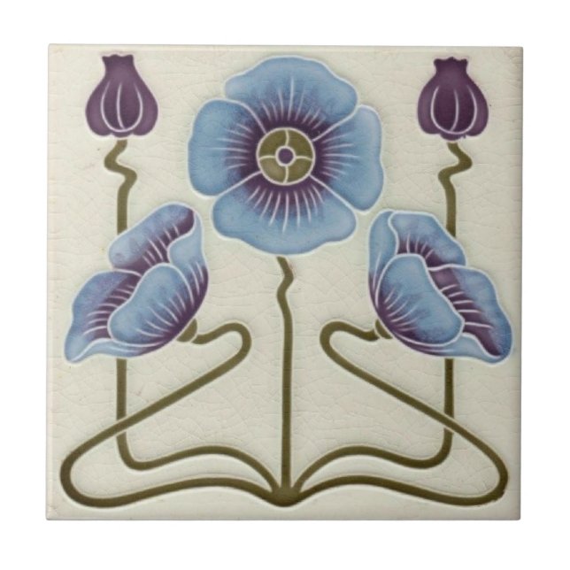 Ceramic Tiles - Blue Poppies (Front)