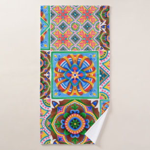 Ceramic tiles, majolica, ornamentabstract,arabic,a bath towel
