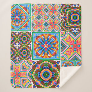 Ceramic tiles, majolica, ornamentabstract,arabic,a sherpa blanket