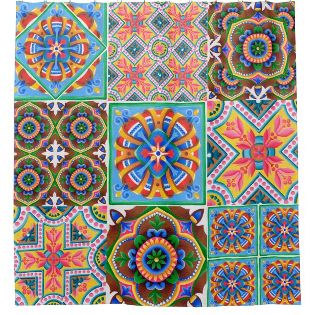 Ceramic tiles, majolica, ornamentabstract,arabic,a shower curtain (Front)