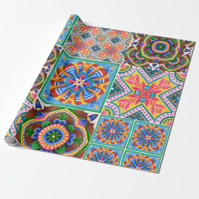 Ceramic tiles, majolica, ornamentabstract,arabic,a wrapping paper (Unrolled)