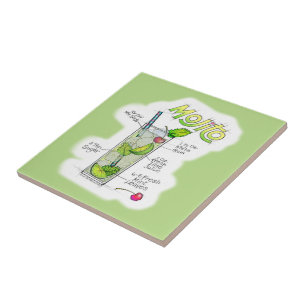 CERAMIC TILES - MOJITO RECIPE COCKTAIL ART
