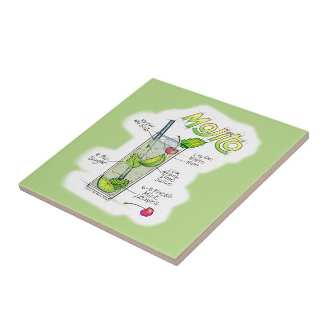 CERAMIC TILES - MOJITO RECIPE COCKTAIL ART (Side)