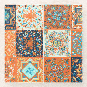 Ceramic tiles ornaments: abstract pattern. glass coaster