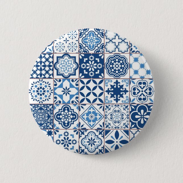 Ceramic tiles pattern 6 cm round badge (Front)