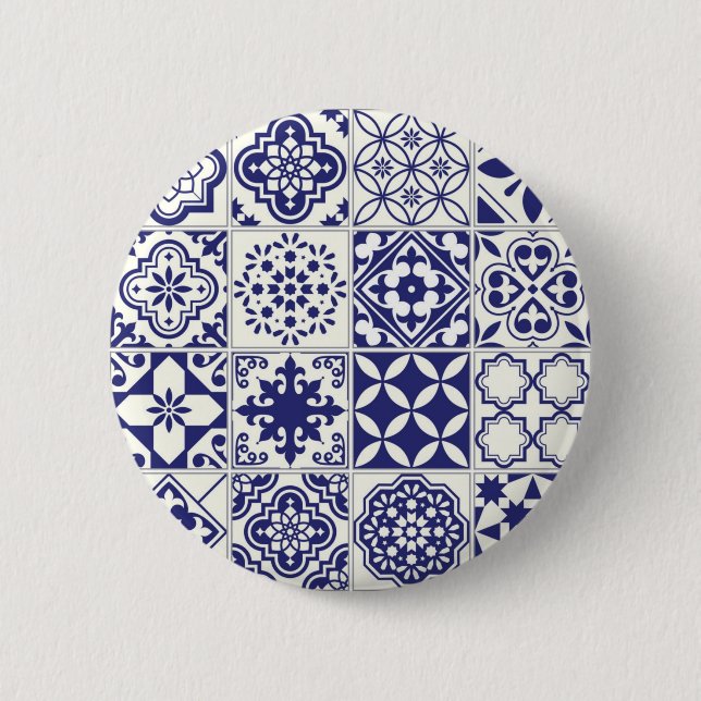 Ceramic tiles pattern 6 cm round badge (Front)