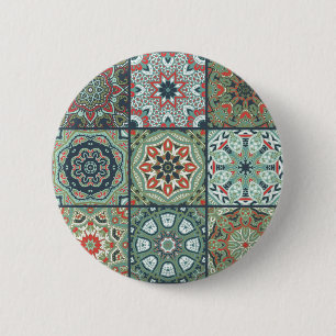 Ceramic tiles pattern 6 cm round badge