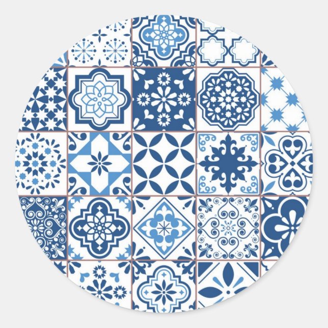 Ceramic tiles pattern classic round sticker (Front)