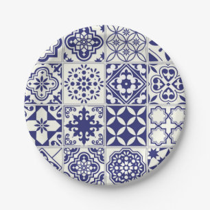 Ceramic tiles pattern paper plate