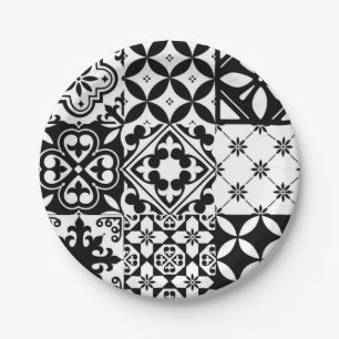 Ceramic tiles pattern paper plate