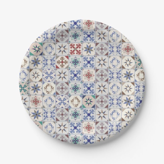 Ceramic tiles pattern paper plate (Front)