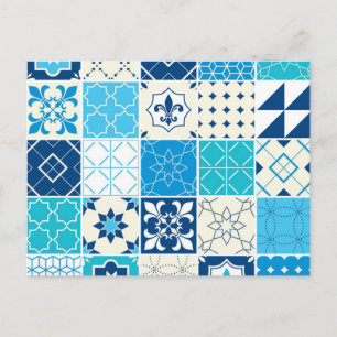 Ceramic tiles pattern postcard