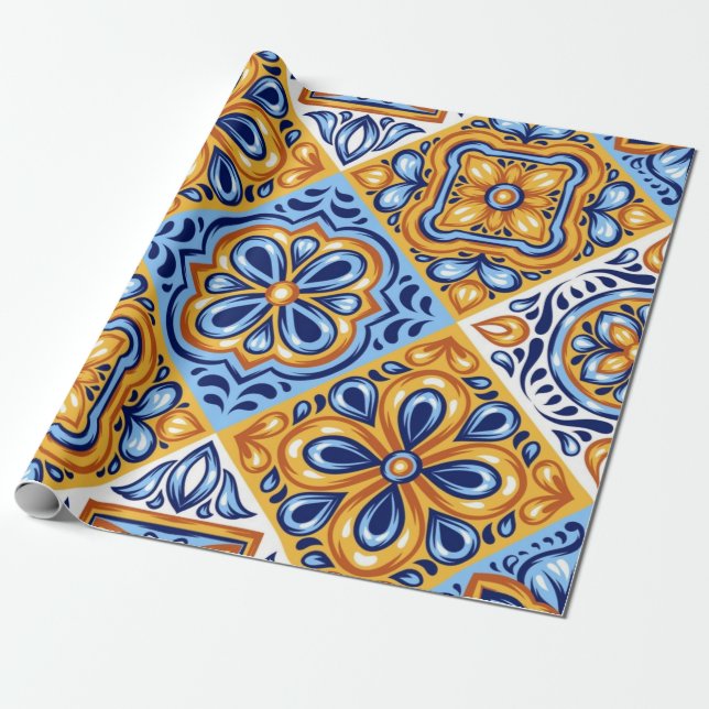 Ceramic tiles pattern wrapping paper (Unrolled)