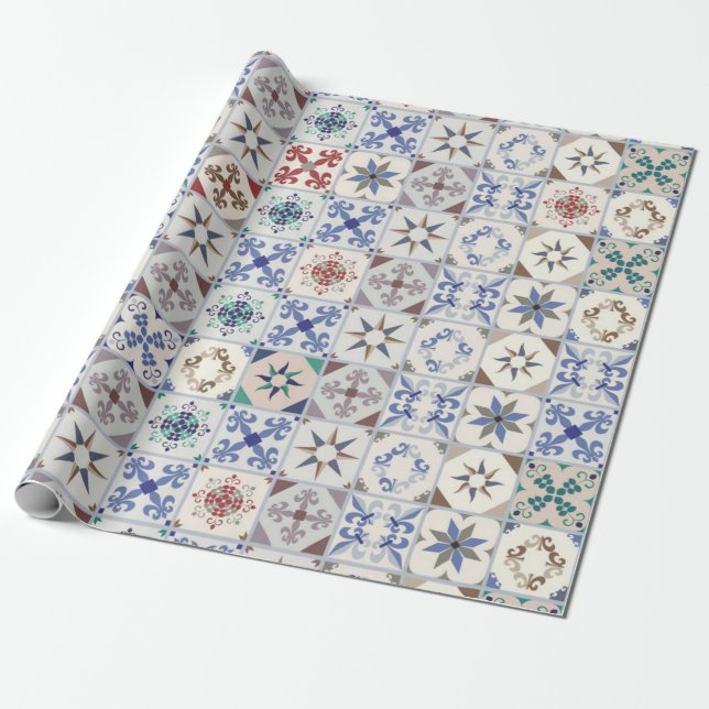 Ceramic tiles pattern wrapping paper (Unrolled)