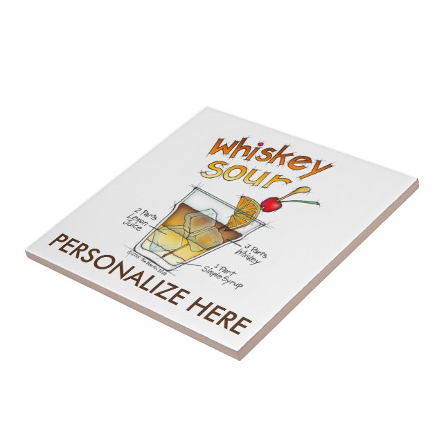 CERAMIC TILES - WHISKEY SOUR RECIPE COCKTAIL ART (Side)