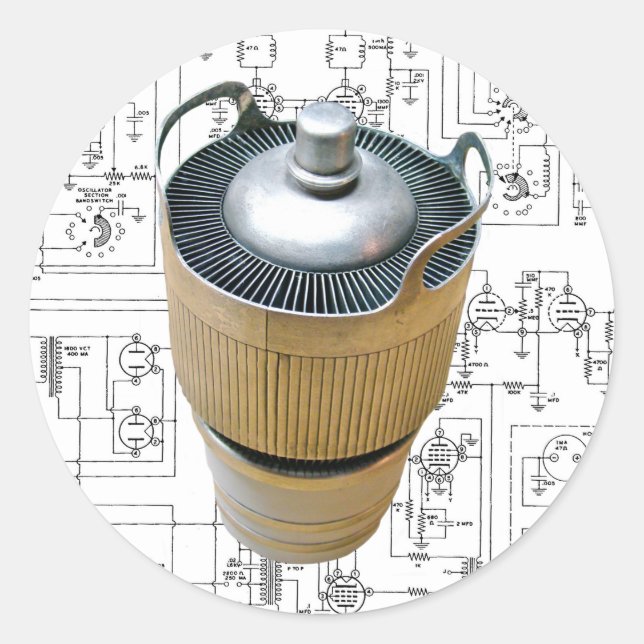 Ceramic Transmitting Tube Schematic Classic Round Sticker (Front)