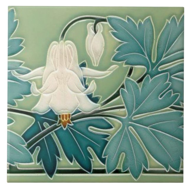 Ceramic Wall tile fireplace art nouveau style (Front)