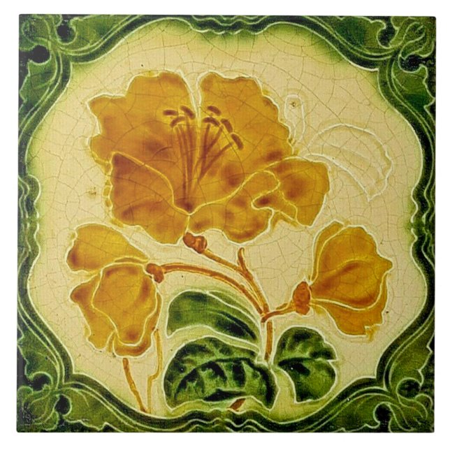 Ceramic Wall tile fireplace art nouveau style (Front)