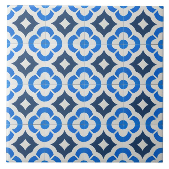 Ceramic Wall Tile - Square Blues (Front)