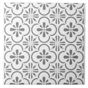 Ceramic Wall Tiles - Gray and White Moroccan