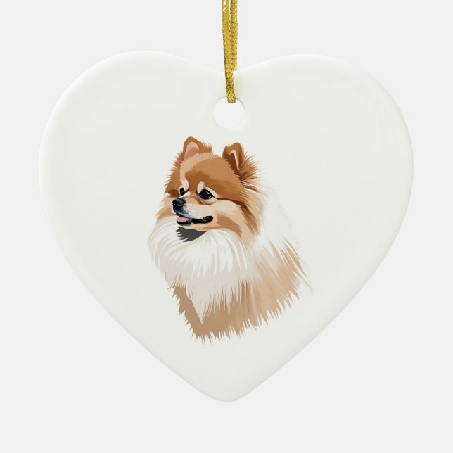 Ceramic worm dog Pomerania Ornament (Front)