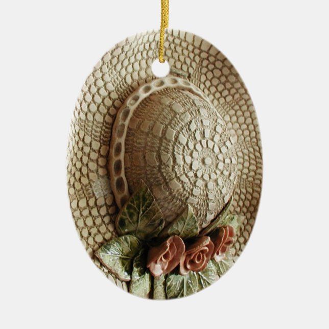 Ceramic Woven Hat Christmas Ornament (Front)