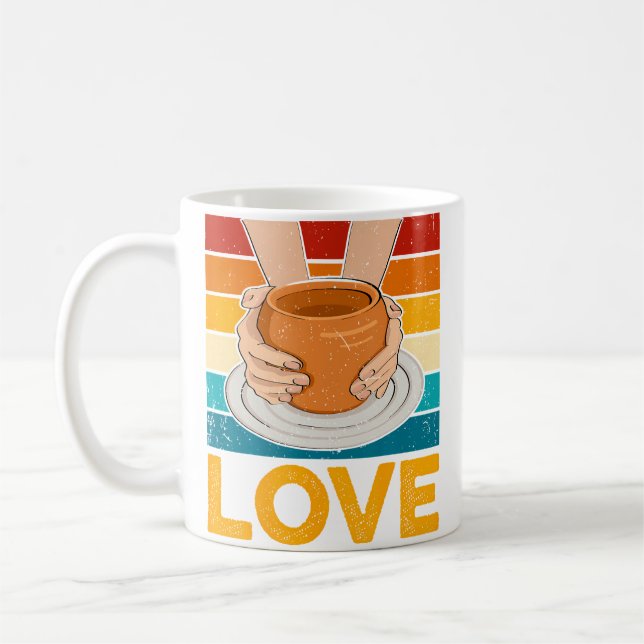 Ceramics Artist - Love Pottery Retro Clay Pottery  Coffee Mug (Left)