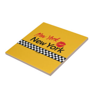 Ceramics square Taxi NY & Red KIS Ceramic Tile