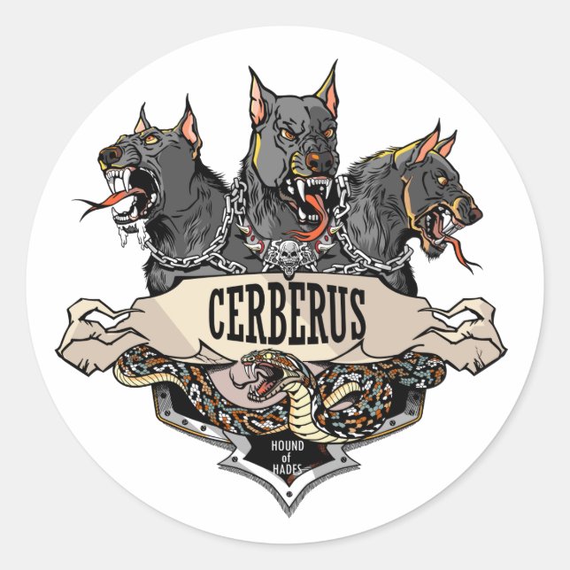 Cerberus and Snake Classic Round Sticker (Front)