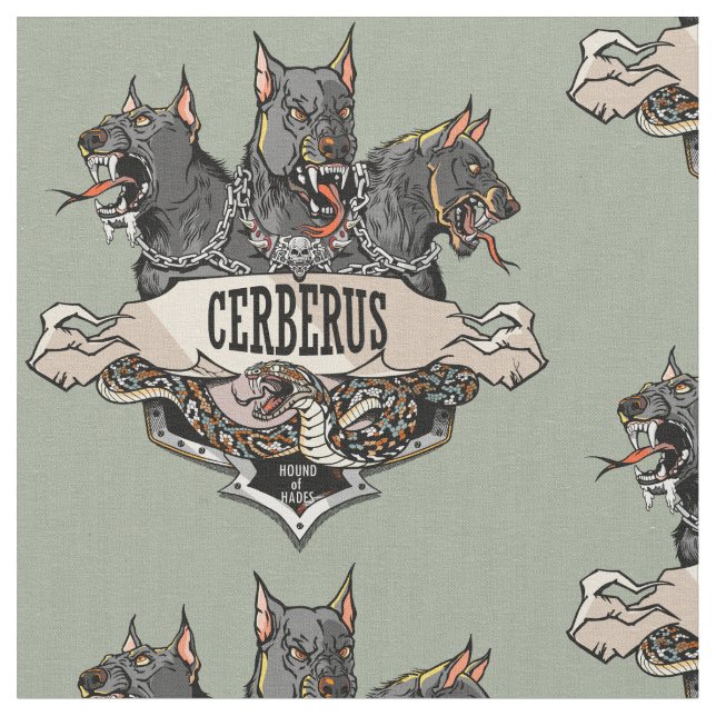 Cerberus and Snake Fabric (Close Up)