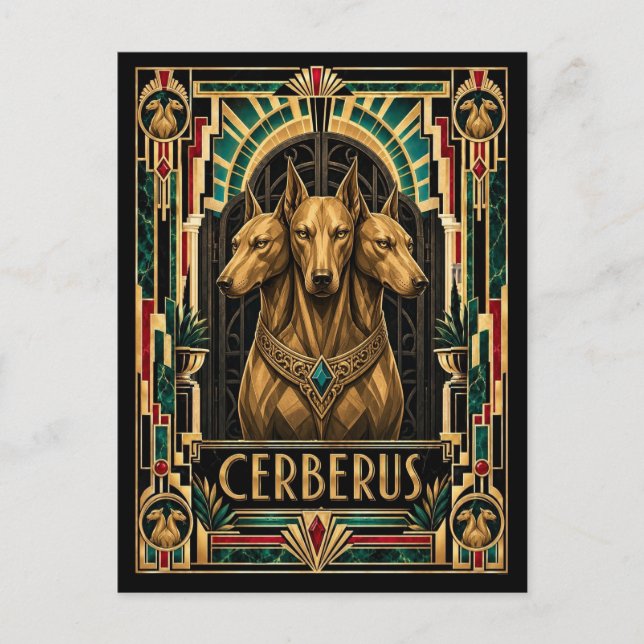 Cerberus, Art Deco Mythical Postcard (Front)