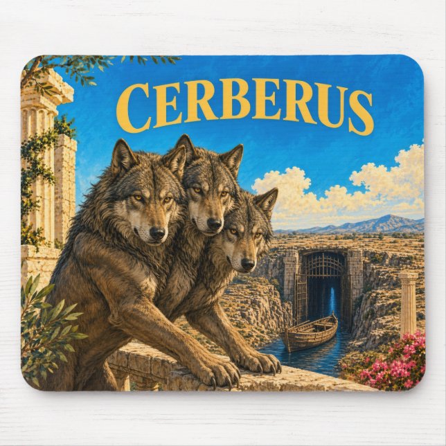 Cerberus, Gothic Fantasy Monster Mouse Pad (Front)