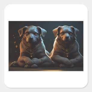 Cerberus in yoga pose square sticker