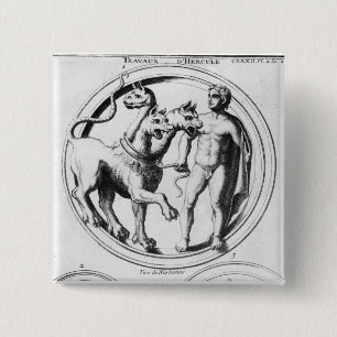 Cerberus Tamed by Hercules 15 Cm Square Badge
