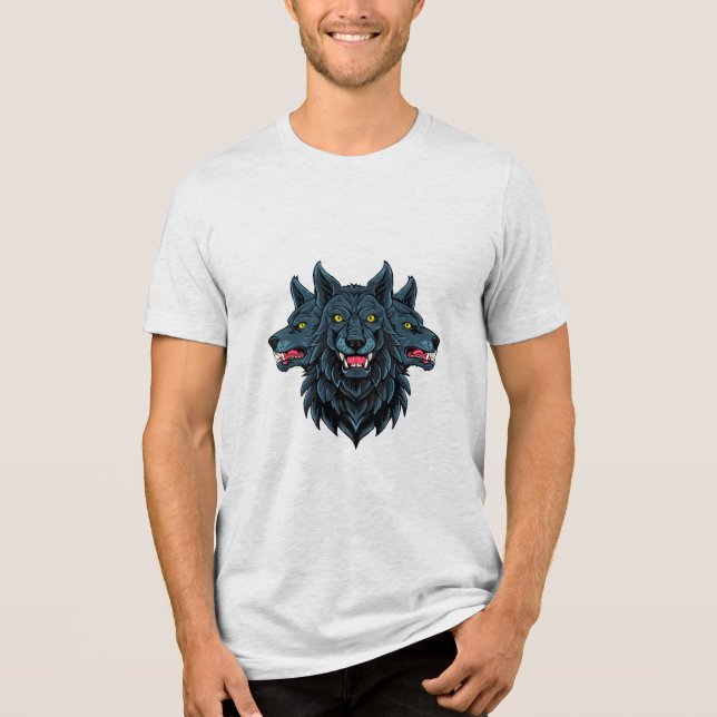 Cerberus three headed dog Tri-Blend shirt (Front)