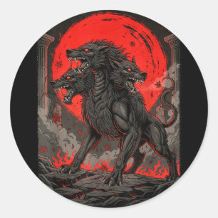 Cerberus underworld greek mythology hellhound edgy classic round sticker