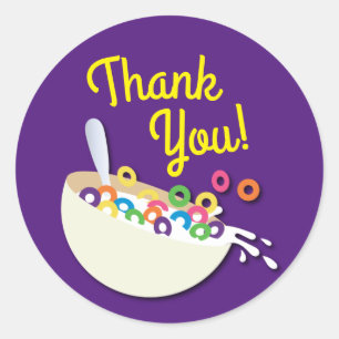 Cereal Bowl Kids Sleepover Birthday Party Cute Classic Round Sticker