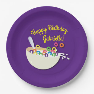 Cereal Bowl Kids Sleepover Birthday Party Cute Paper Plate