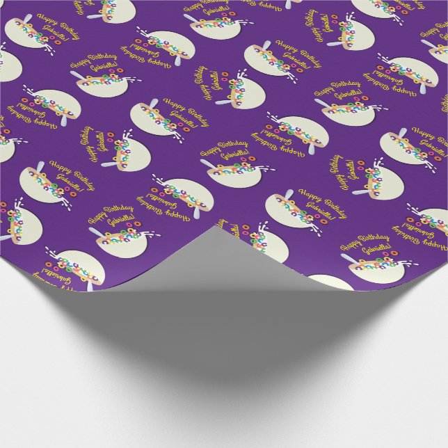 Cereal Bowl Kids Sleepover Birthday Party Cute Wrapping Paper (Corner)