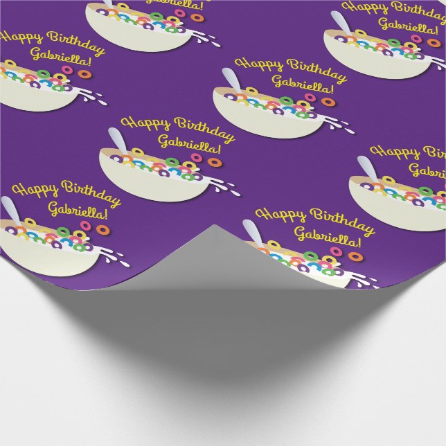 Cereal Bowl Kids Sleepover Birthday Party Cute Wrapping Paper (Corner)
