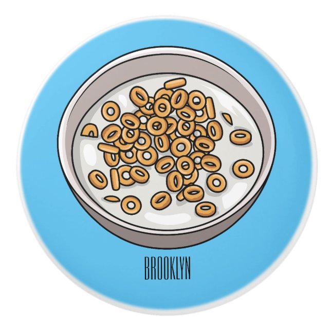 Cereal cartoon illustration  ceramic knob (Front)