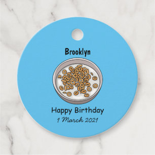 Cereal cartoon illustration favour tags
