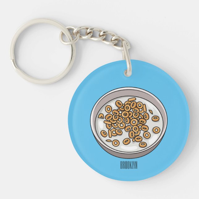 Cereal cartoon illustration key ring (Front)