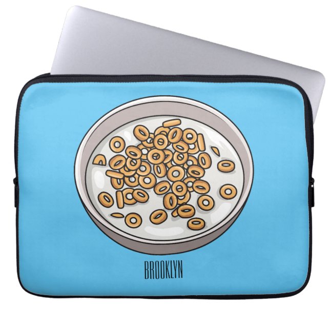 Cereal cartoon illustration  laptop sleeve (Front)